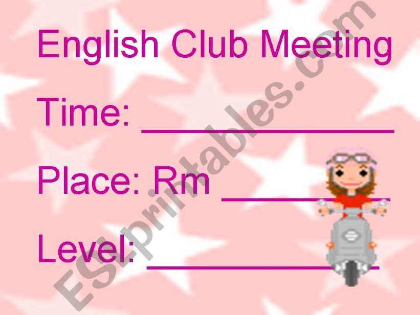 English Club Orientation powerpoint