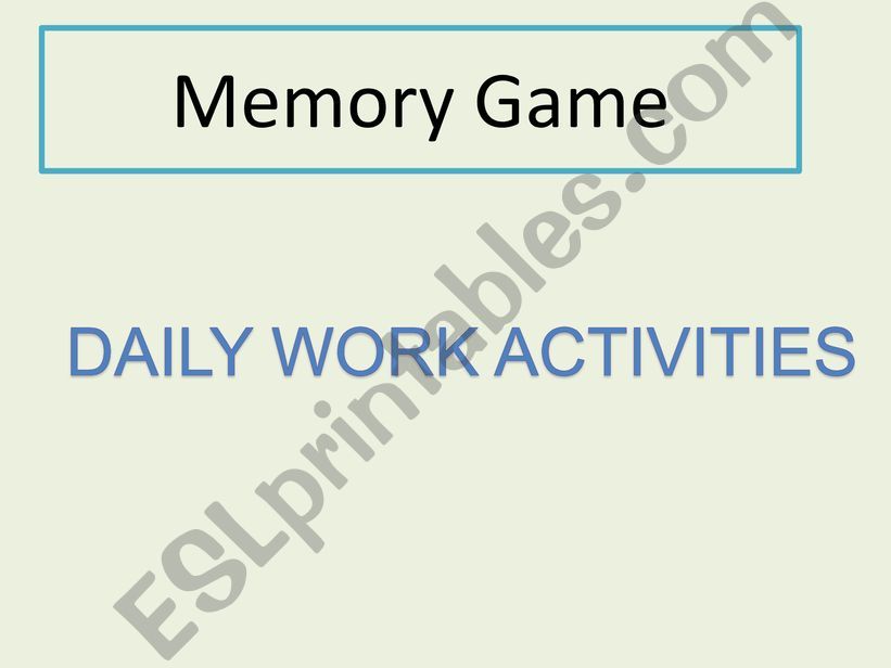 DAILY WORK ROUTINES MEMORY GAME