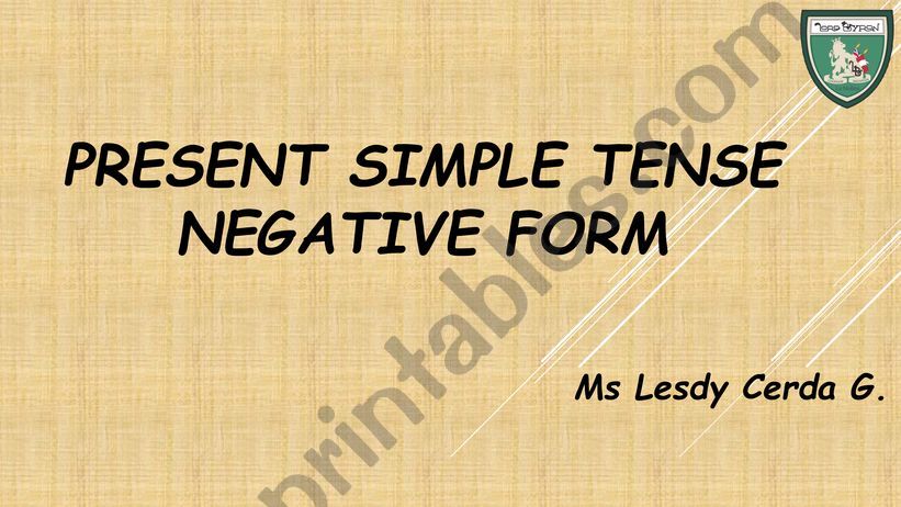 PRESENT SIMPE- NEGATIVE FORM powerpoint