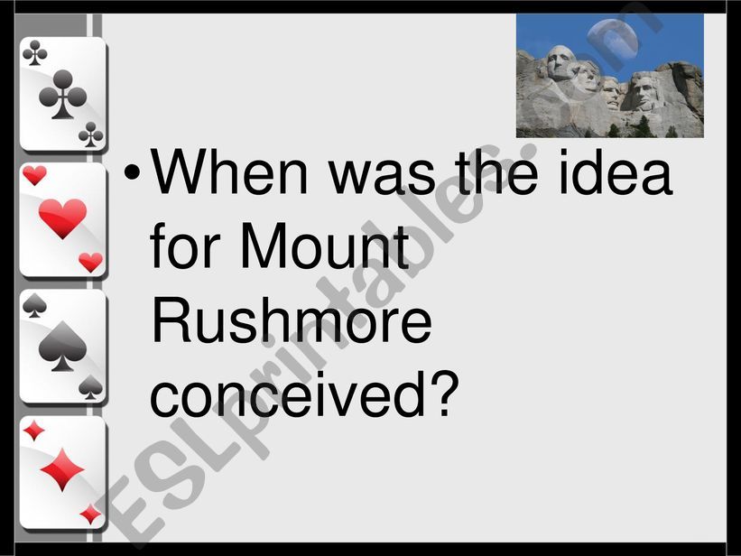 0.0DE - Mount Rushmore WEBQUEST I - RECAP II - Card Game