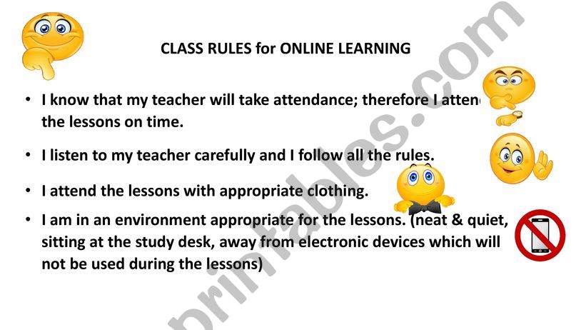 Classroom Rules for Online Learning