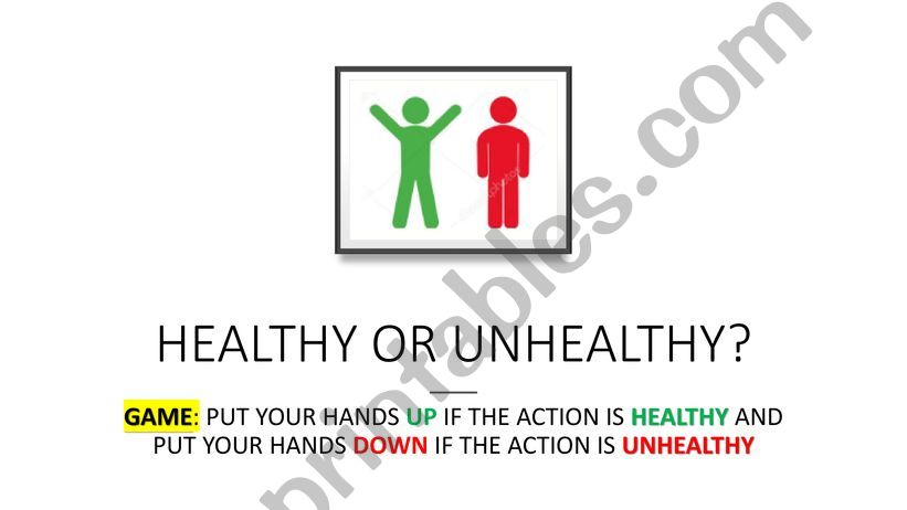 Healthy or unhealthy? powerpoint