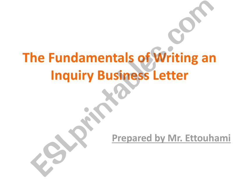 the business enquiry letter powerpoint