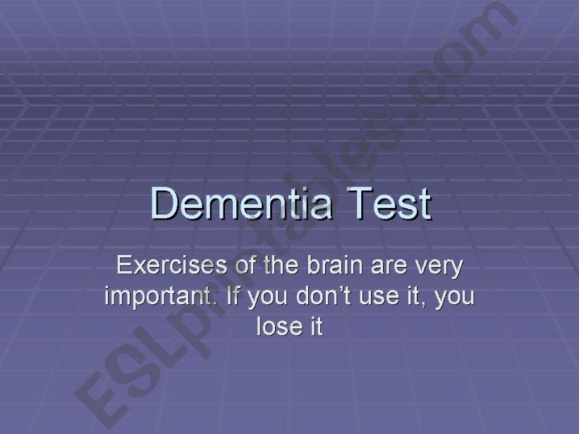 Dementia Test powerpoint