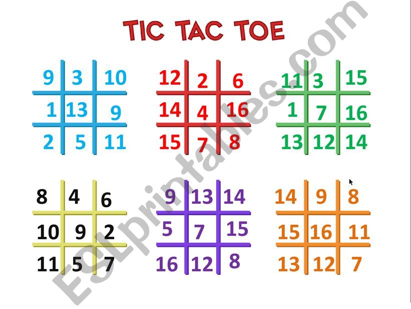 Numbers tic-tac-toe powerpoint