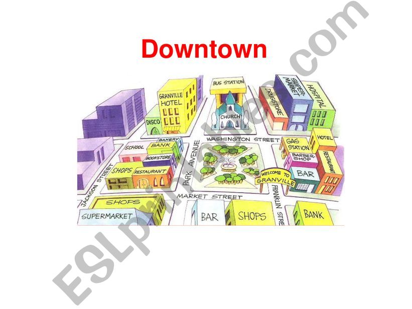 Prepositions of place in the city