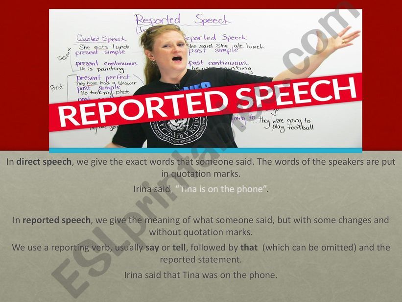Reported Speech (statements) powerpoint
