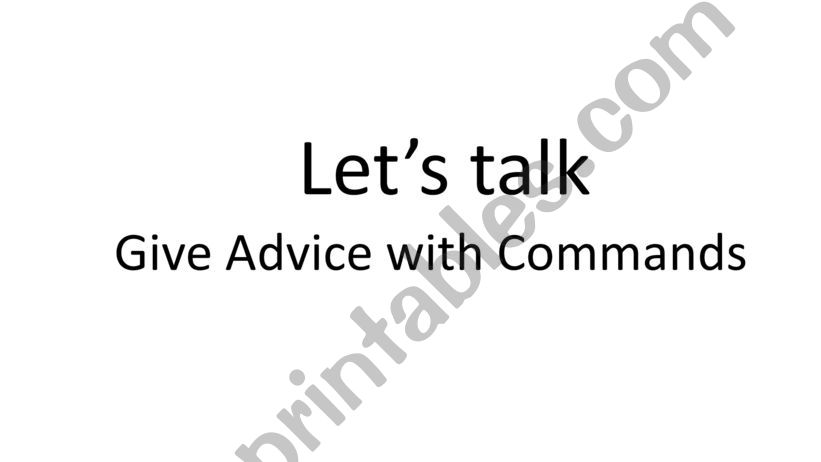 GIVING ADVICE WITH COMMANDS powerpoint
