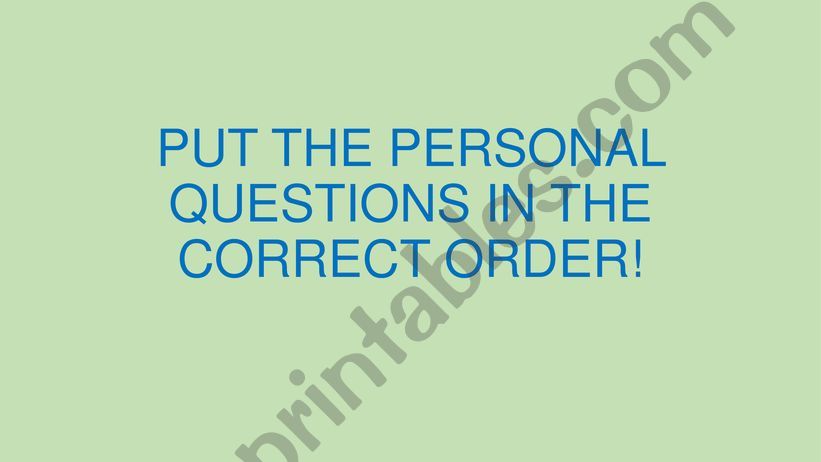 PERSONAL QUESTIONS powerpoint