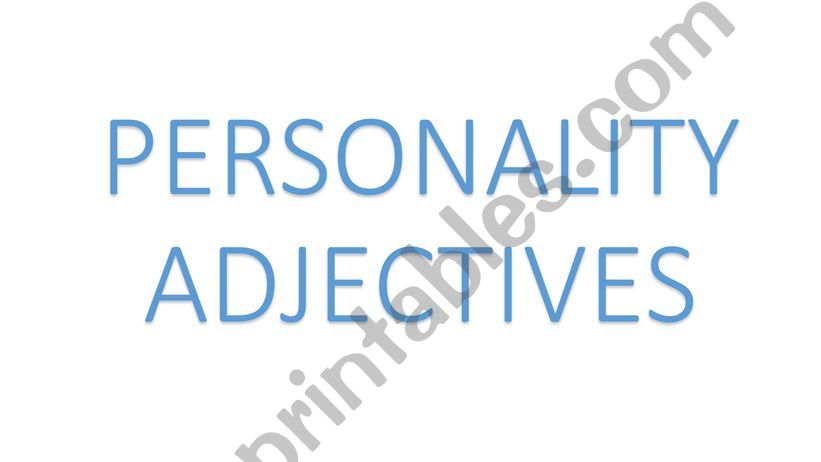 Personality adjectives powerpoint