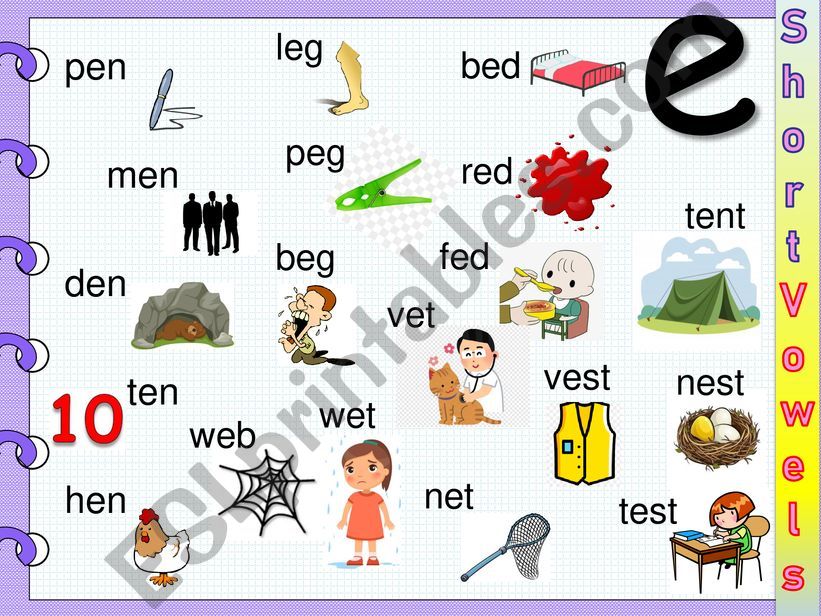 Vowel E word mat powerpoint