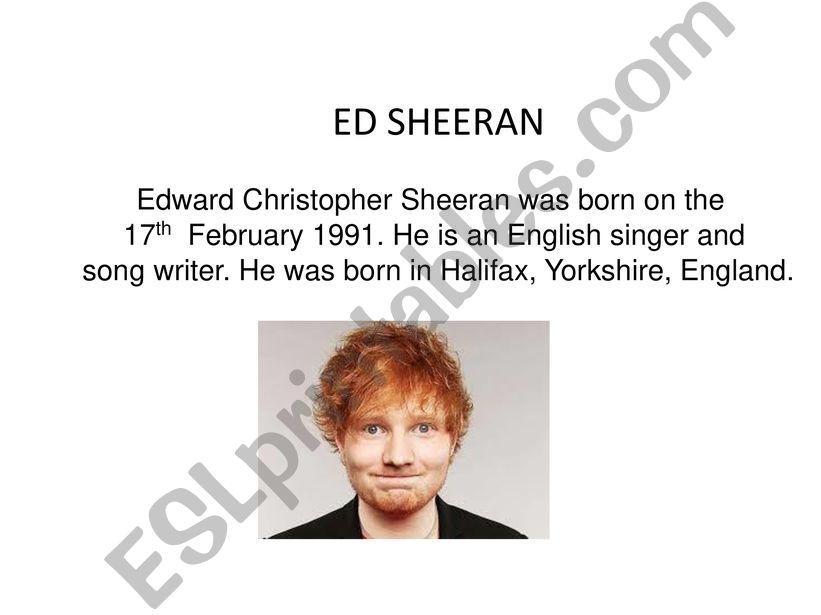 Ed Sheerans top facts powerpoint