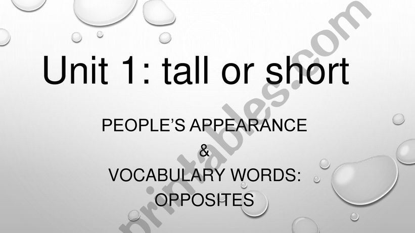 Peoples appearance and opposites
