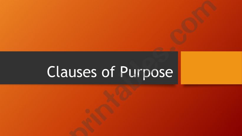 Clauses of purpose powerpoint