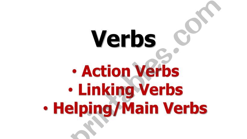 Lesson - Types of Verbs powerpoint