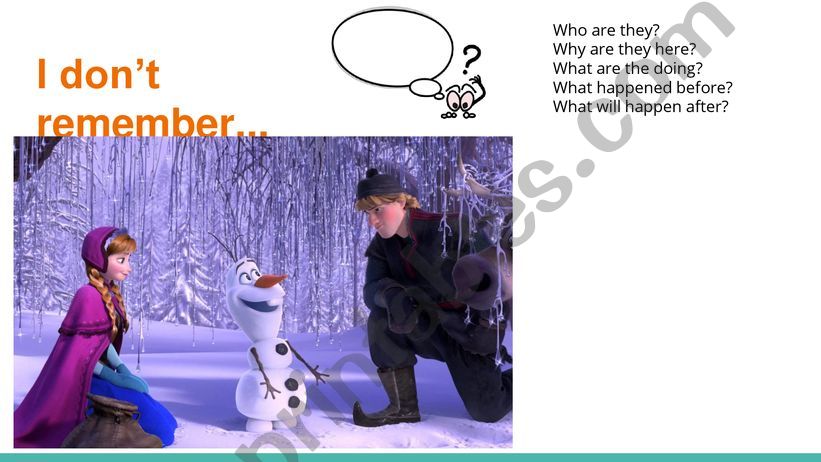 Make a story Part 3 - FROZEN tenses and questions practice for EGE, OGE