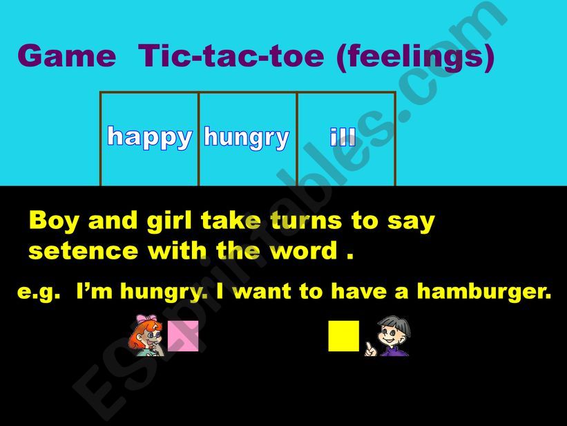 Tic-tac-toe  feelings game powerpoint