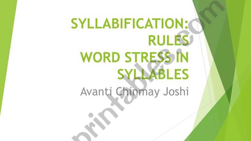 Rules of Syllabification powerpoint