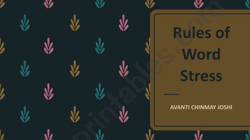 Rules of Word Stress powerpoint
