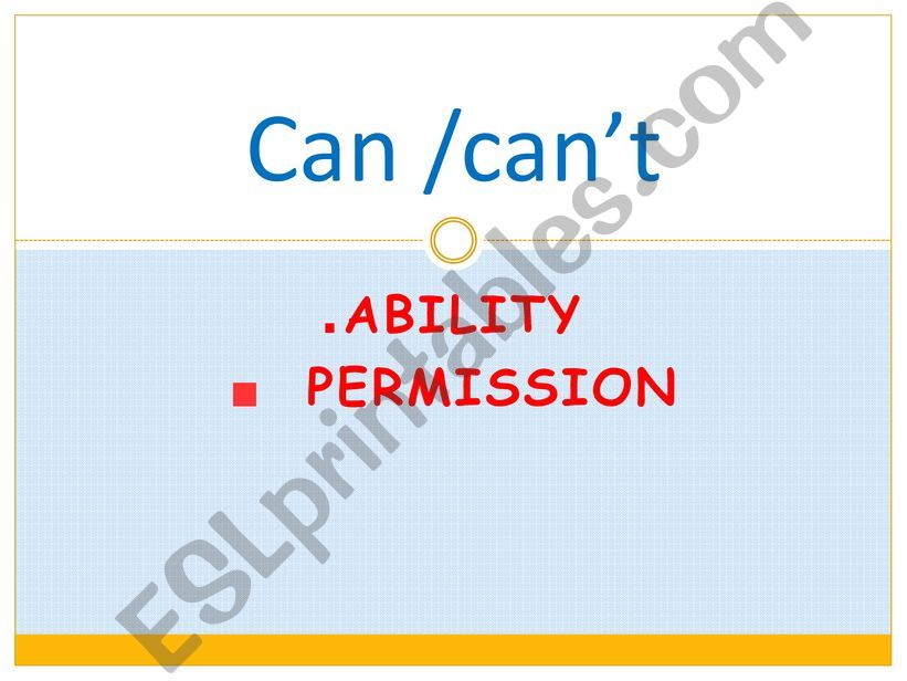 Can -Ability and Permission powerpoint