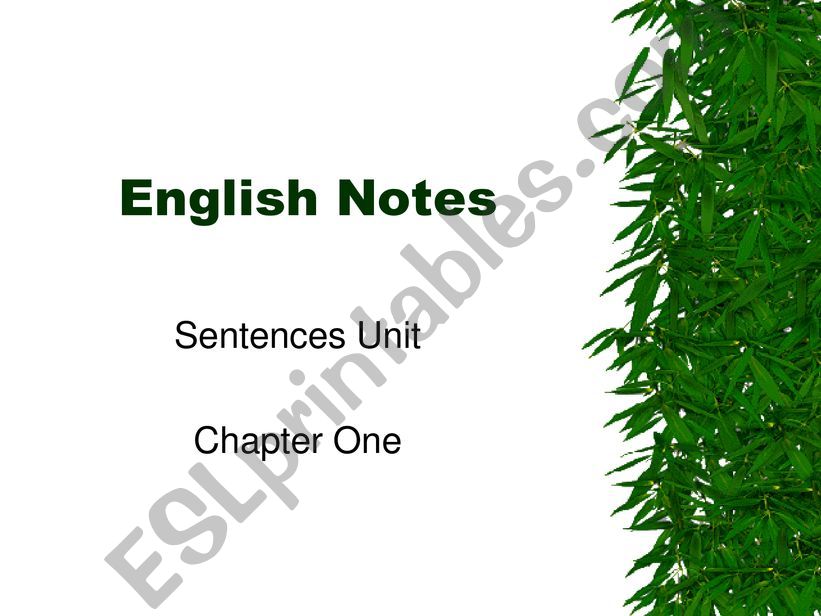 Notes on Sentences powerpoint