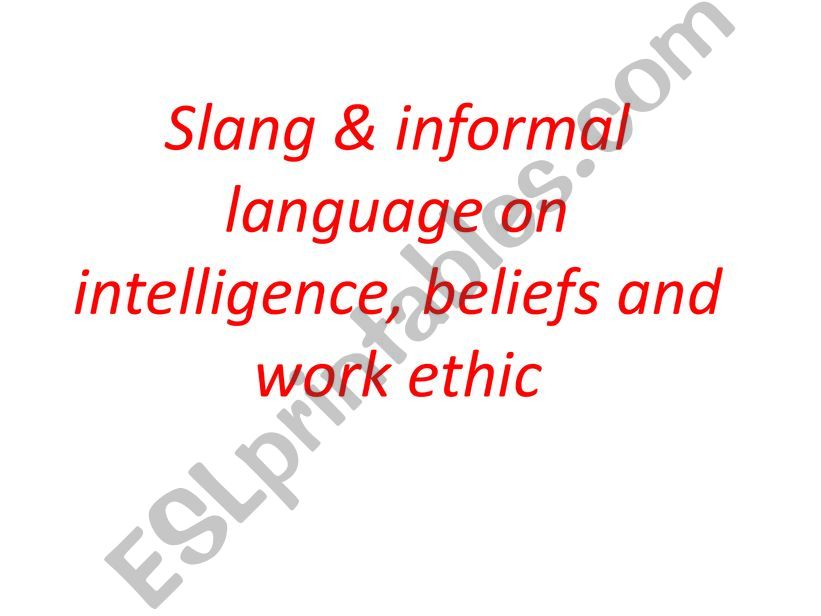 SLANG LANGUAGE powerpoint