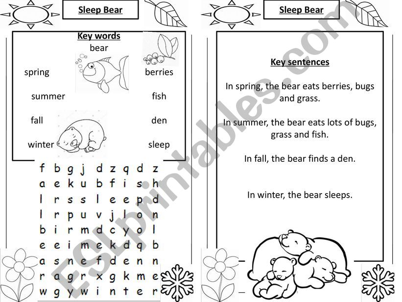 Sleep Bear wordsearch powerpoint