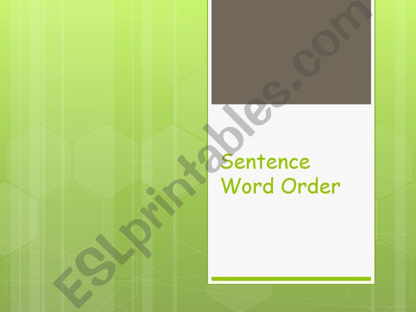 Sentence Word Order powerpoint