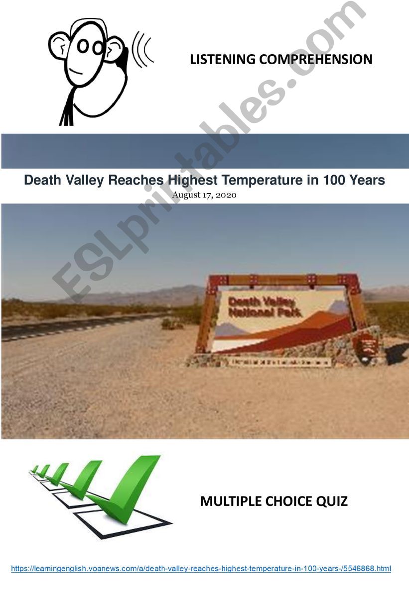 Multiple choice quiz: Death Valley reaches highest temperature in 100 years