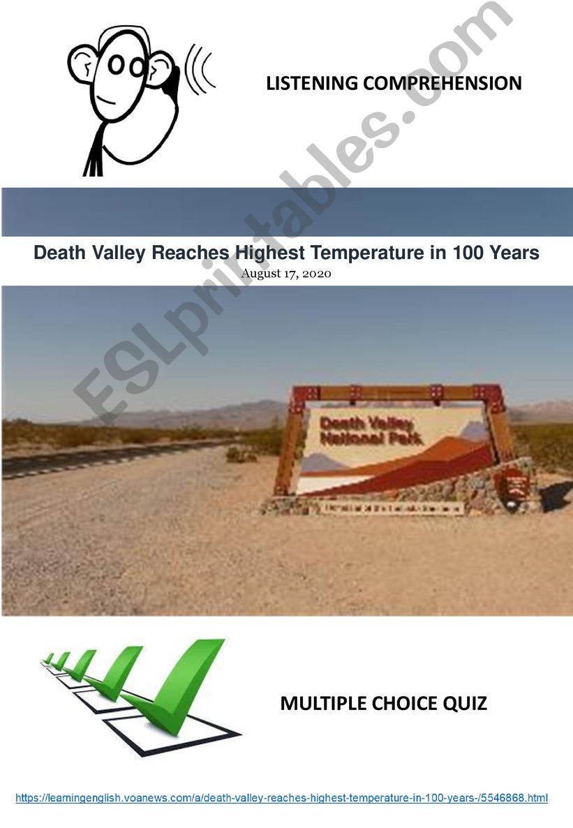 Multiple choice quiz: Death Valley reaches highest temperature in 100 years