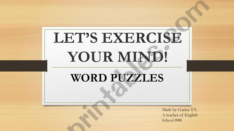 Exercise your mind (part 1) powerpoint