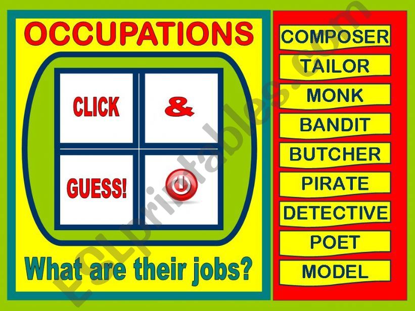 OCCUPATIONS - GUESSING GAME powerpoint