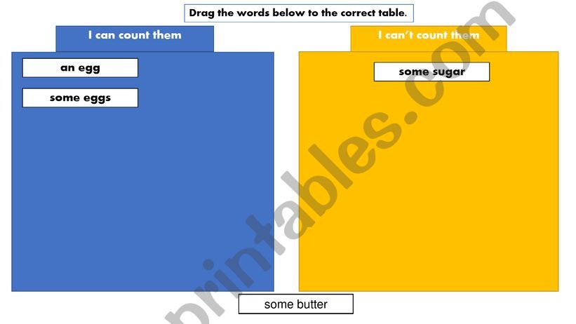 Countable and Countable Nouns (Food)