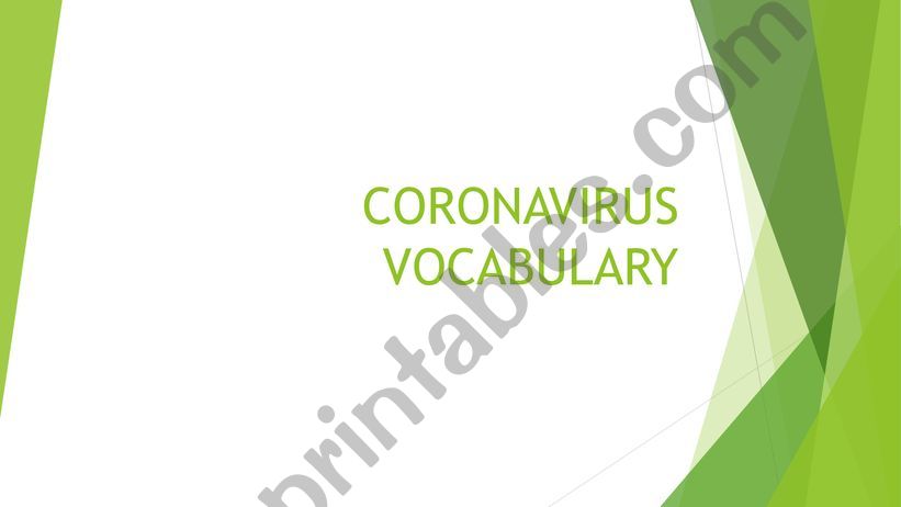 CORONAVIRUS VOCABULARY powerpoint