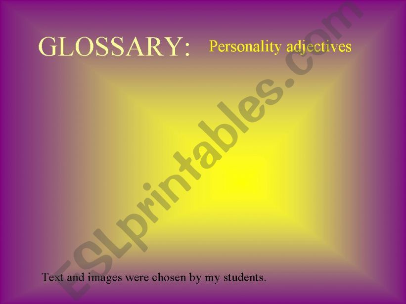 Personality adjectives powerpoint