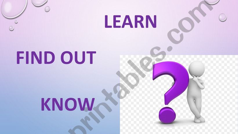 Confusing words LEARN FIND OUT KNOW