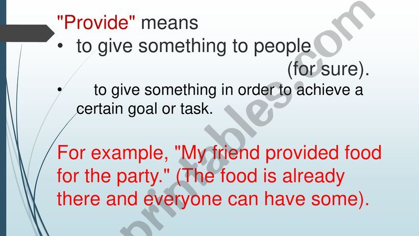 Confusing words offer provide give