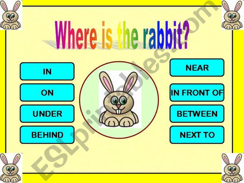 PREPOSITIONS GAME - WHERE IS THE RABBIT