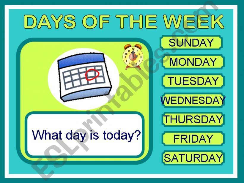 DAYS OF THE WEEK - GAME powerpoint