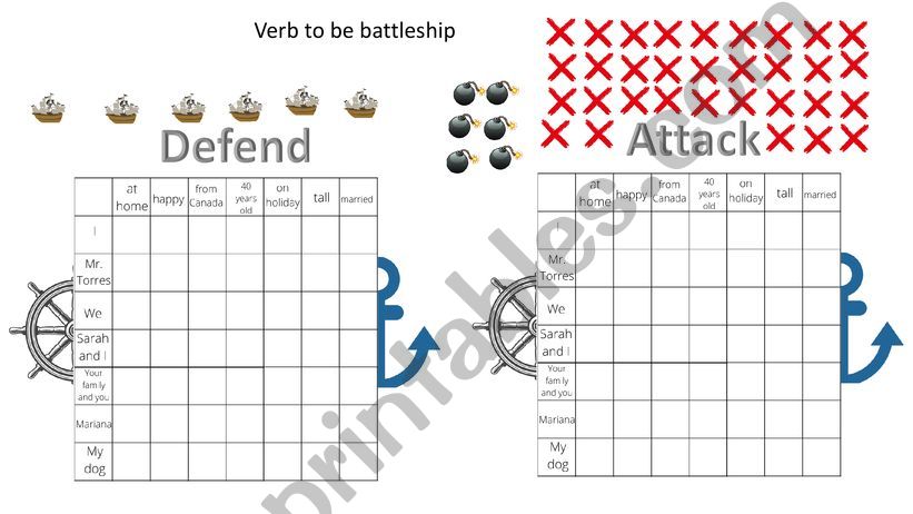 Verb to be battleship powerpoint