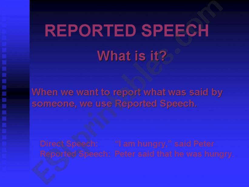 Reported Speech Powerpoint powerpoint