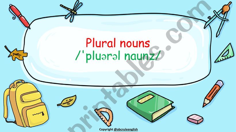 Plural nouns (regular and irregular)