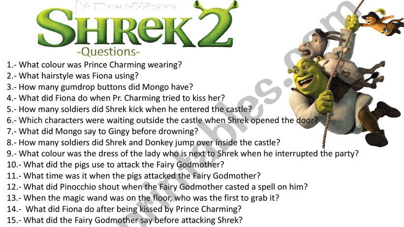 Shrek 2 - Distance Learning Past tenses Practice