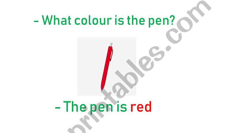 What colour is the pen? powerpoint
