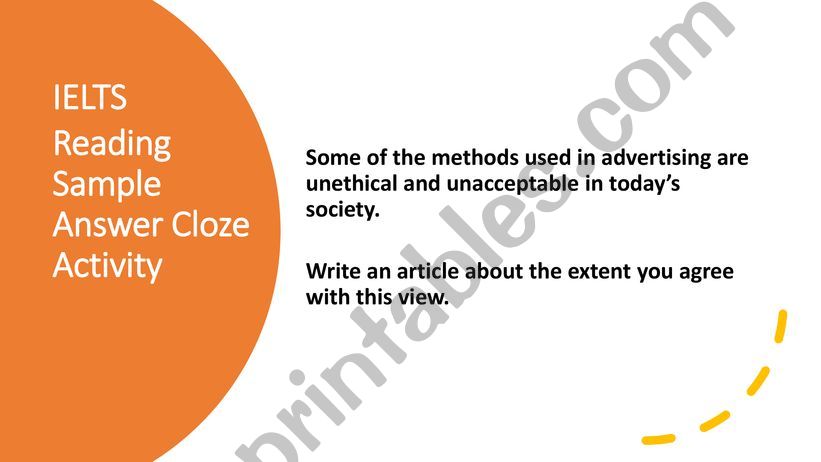 IELTS Sample Writing Cloze Activity