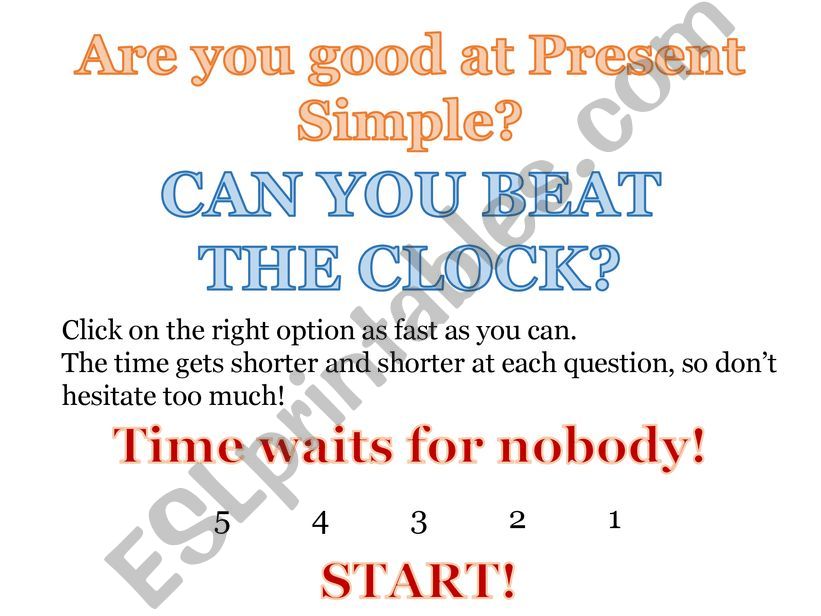 Present Simple - Beat the clock