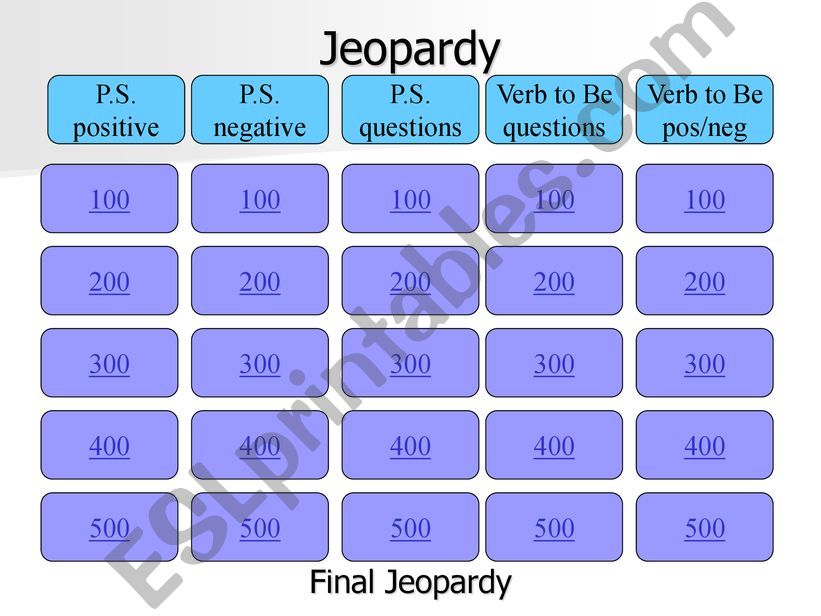 JEOPARDY present simple powerpoint