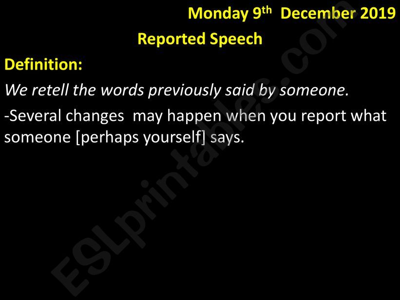 Reported speech  powerpoint