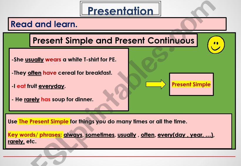 present simple Vs present continuous