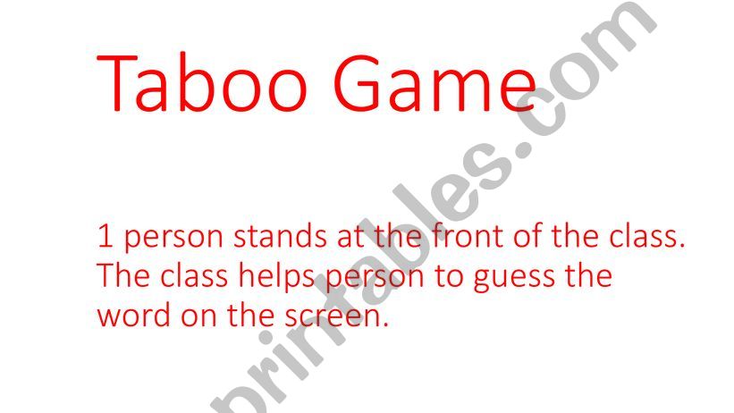 Taboo Game powerpoint